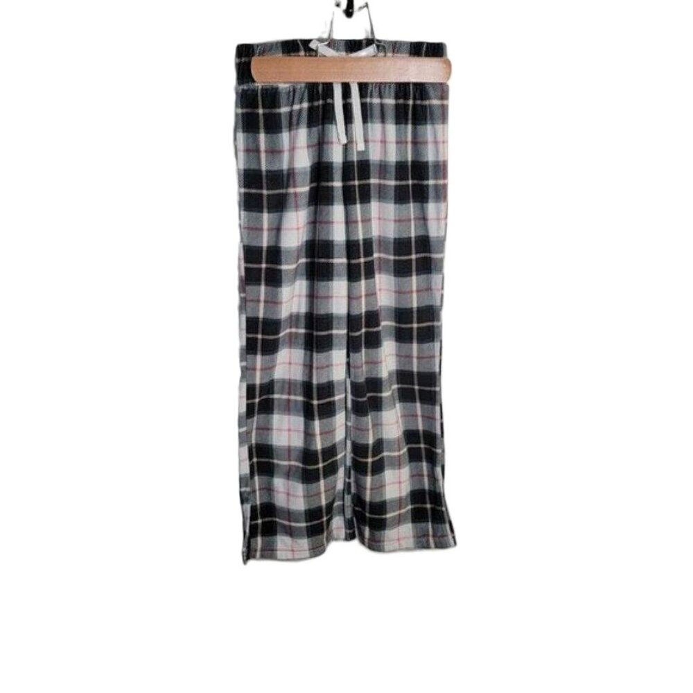 Justice Sleep Pajama Bottoms Plaid Elastic Waist White Black Red Size Small 7-8 - Picture 2 of 13